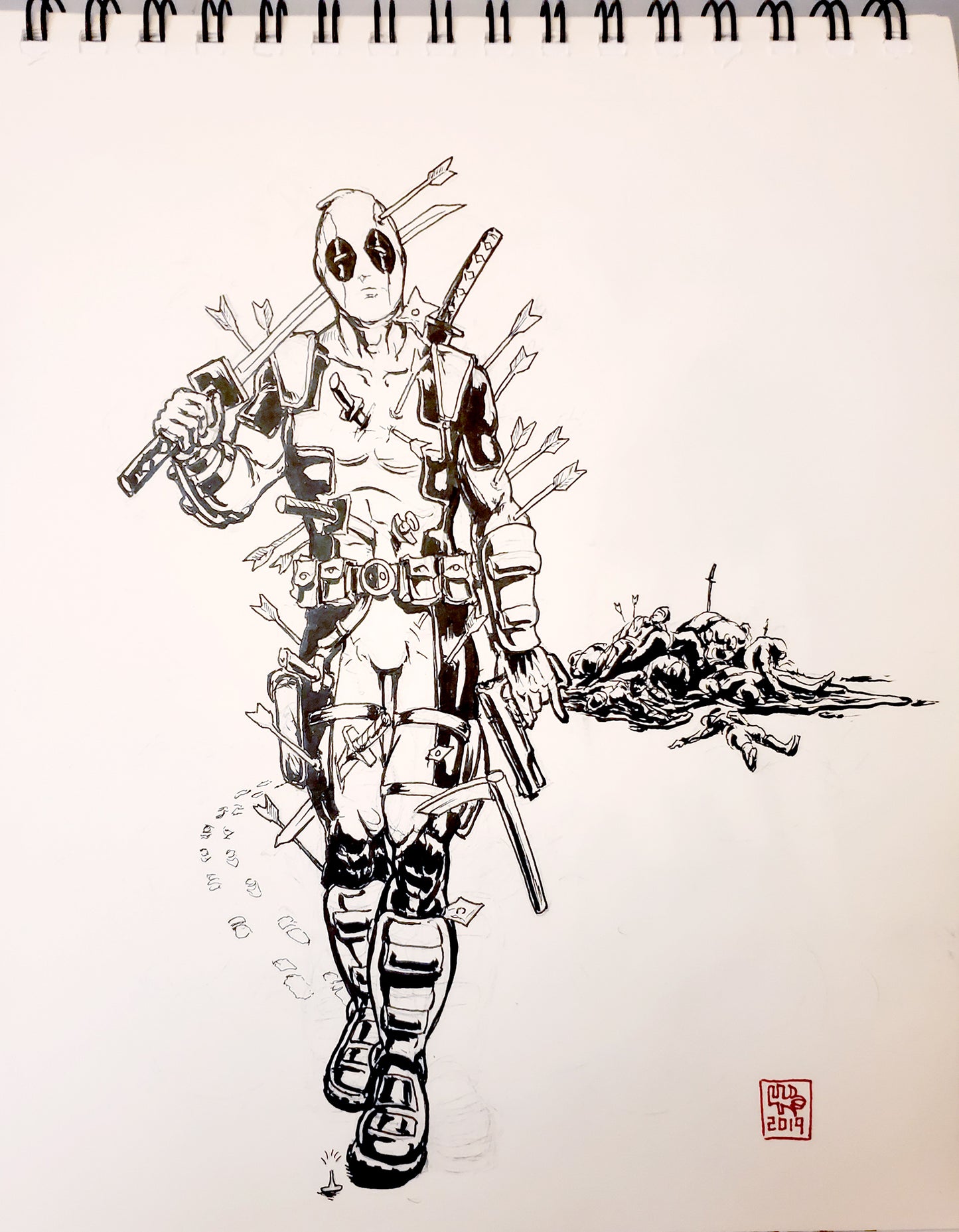 Deadpool Original Ink Drawing