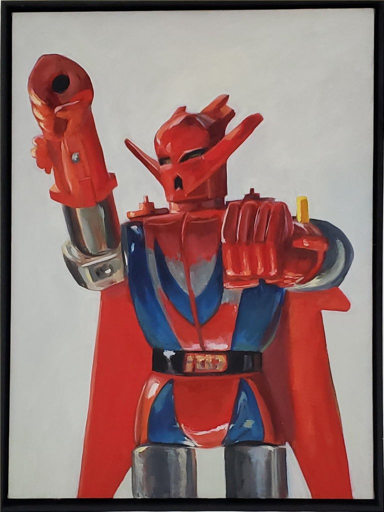 Red Original Robot Painting Oil on Canvas by Kyle La Fever b