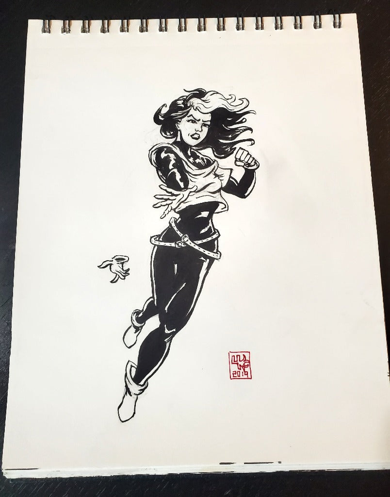 Rogue Ink Drawing Rogue from the X-Men Original Ink Drawing – Kyle La Fever Art