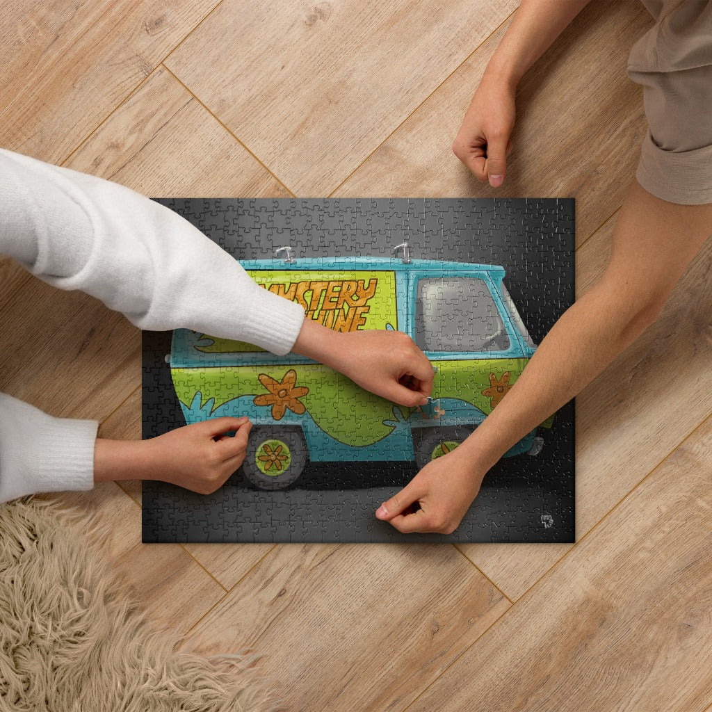 Mystery Machine from Scooby-Doo Art Jigsaw Puzzle in process