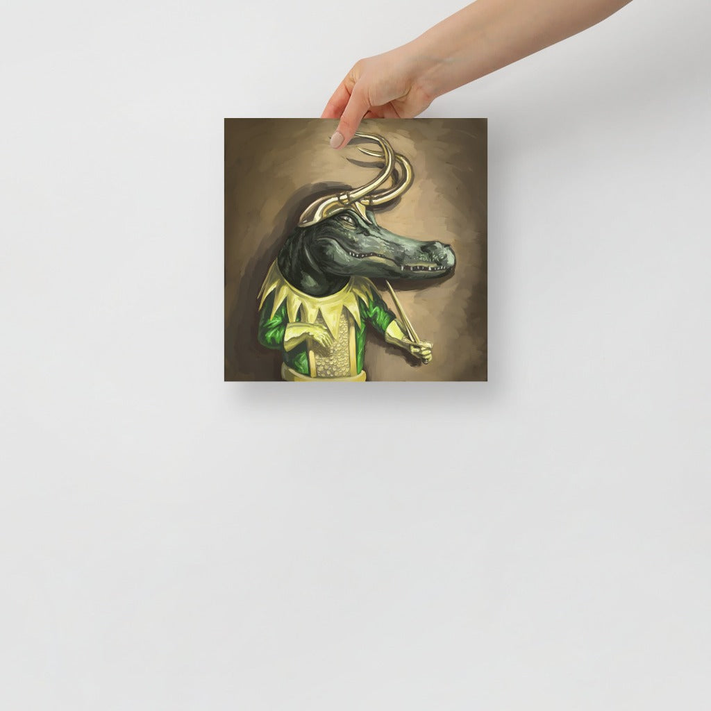 Loki Alligator art print 10 x 10 inch