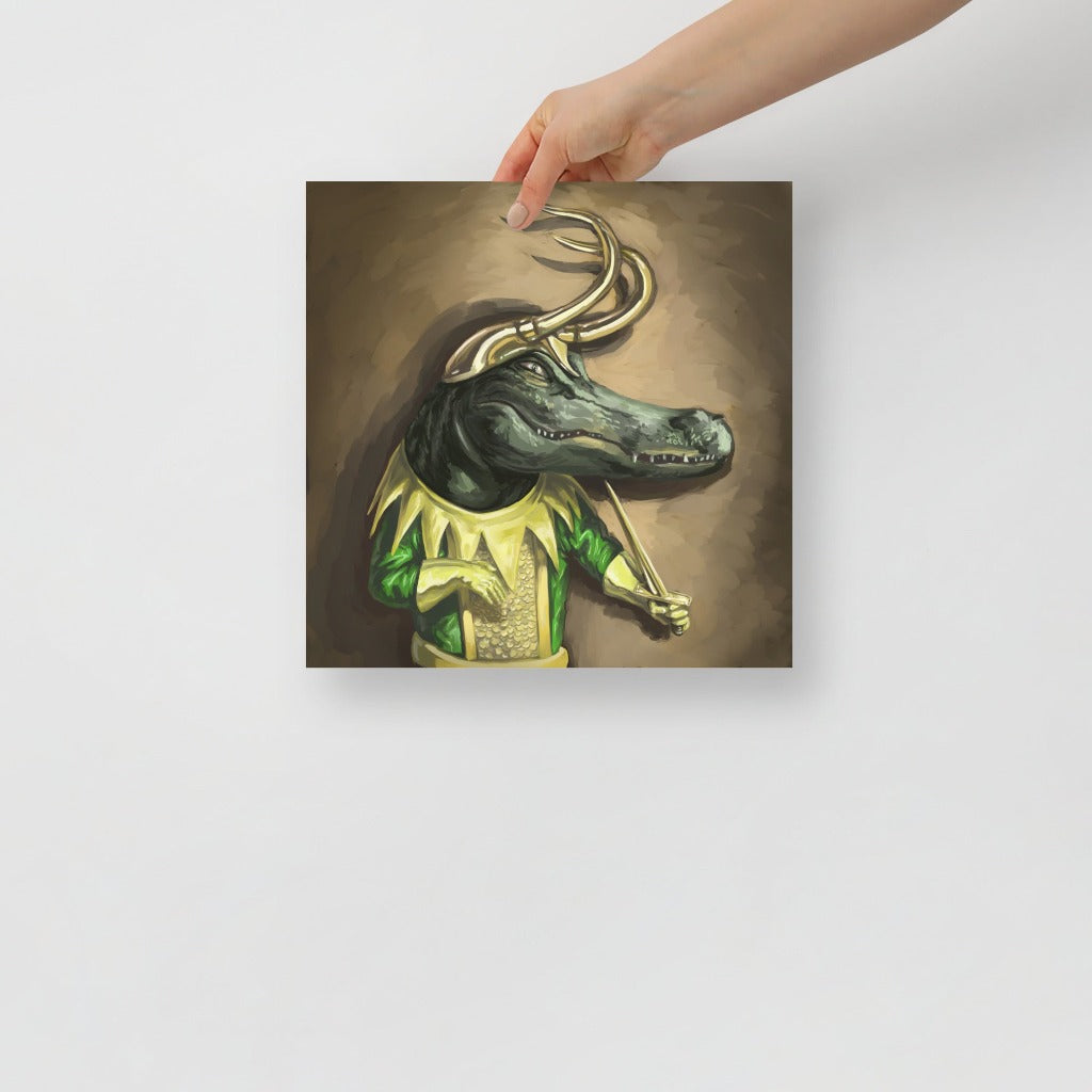 Loki Alligator art print 12 x 12 inch
